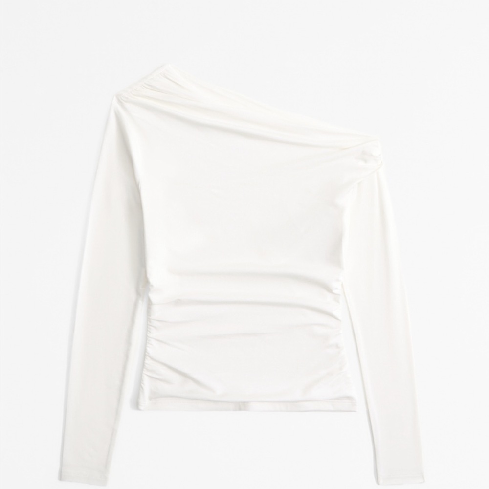 Abercrombie & Fitch Off-Shoulder White Long Sleeve Top